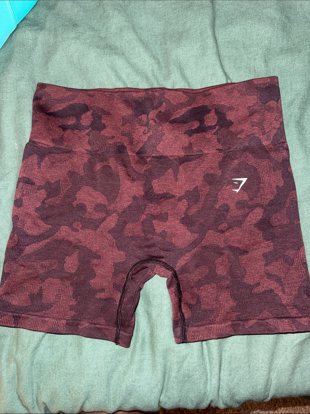 Gymshark Maroon/Burgundy Camo High-Waist Bike Shorts